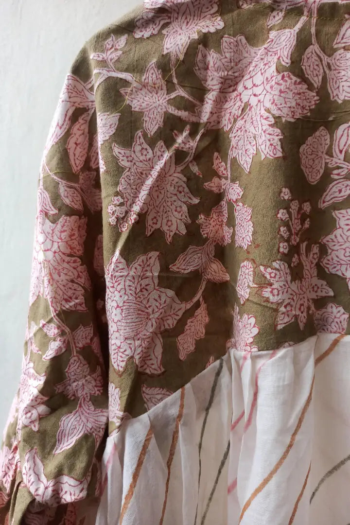 Ilamra sustainable clothing organic cotton green and red hand block printed tent top