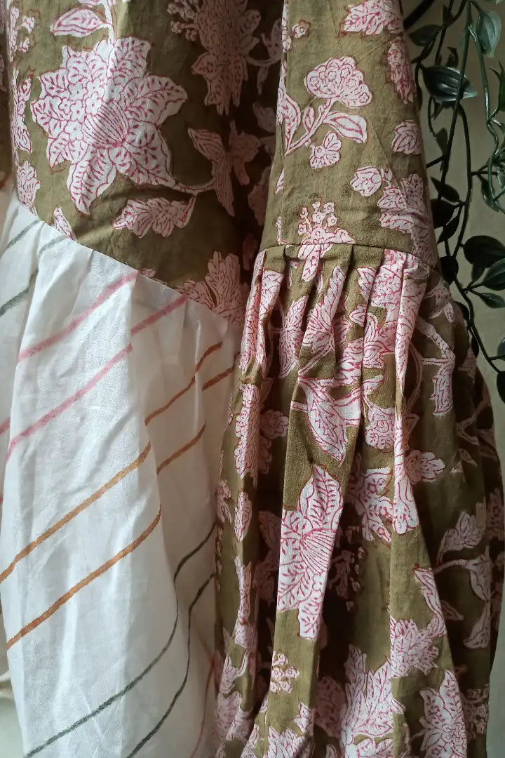 Ilamra sustainable clothing organic cotton green and red hand block printed tent top