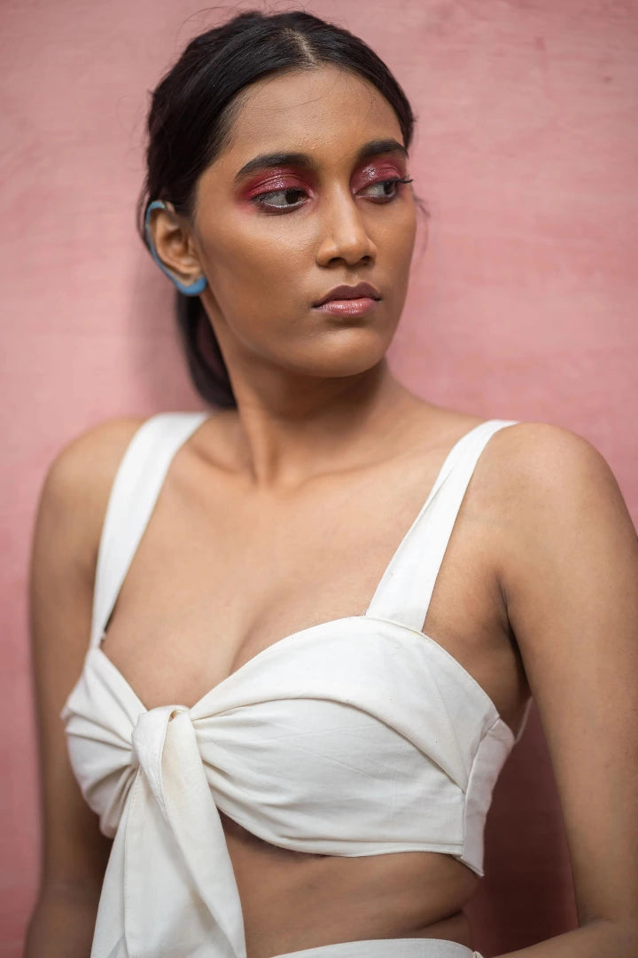 Ilamra hand block printed sustainably made naturally dyed white top and pants