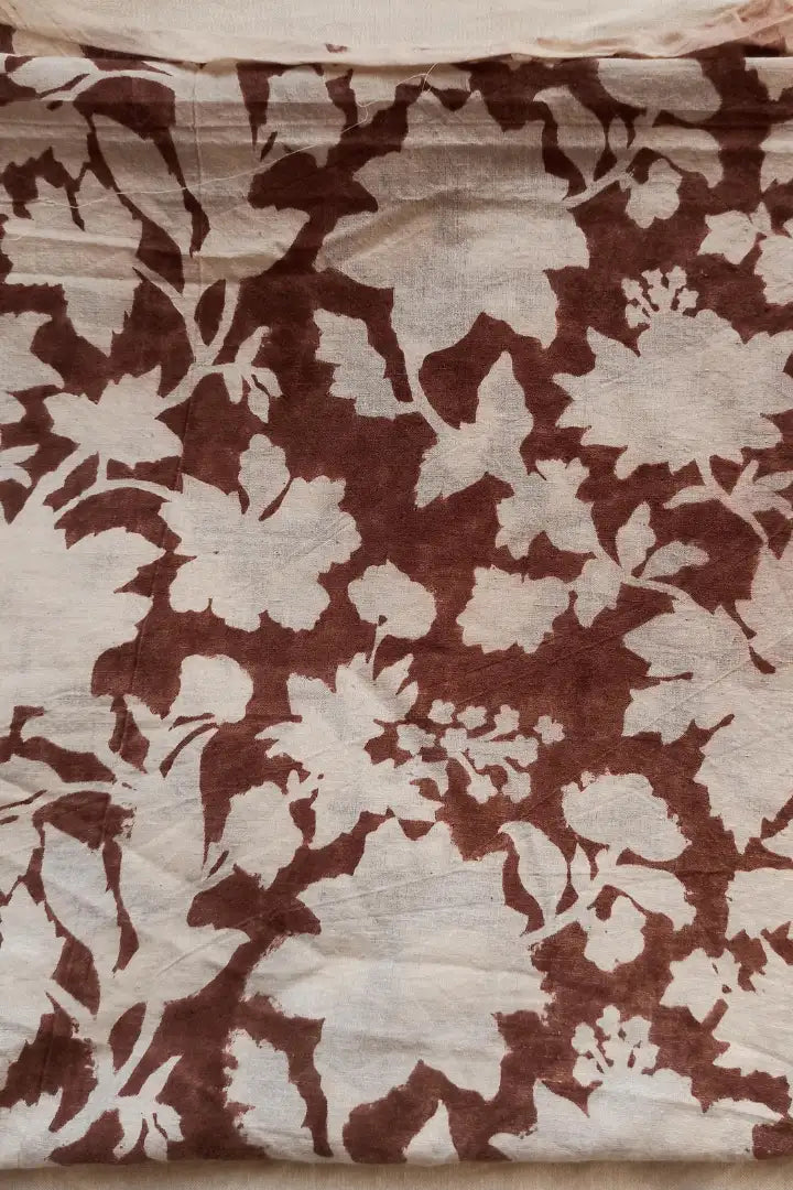 Ilamra sustainable clothing organic cotton brown and off-white hand block printed tent top