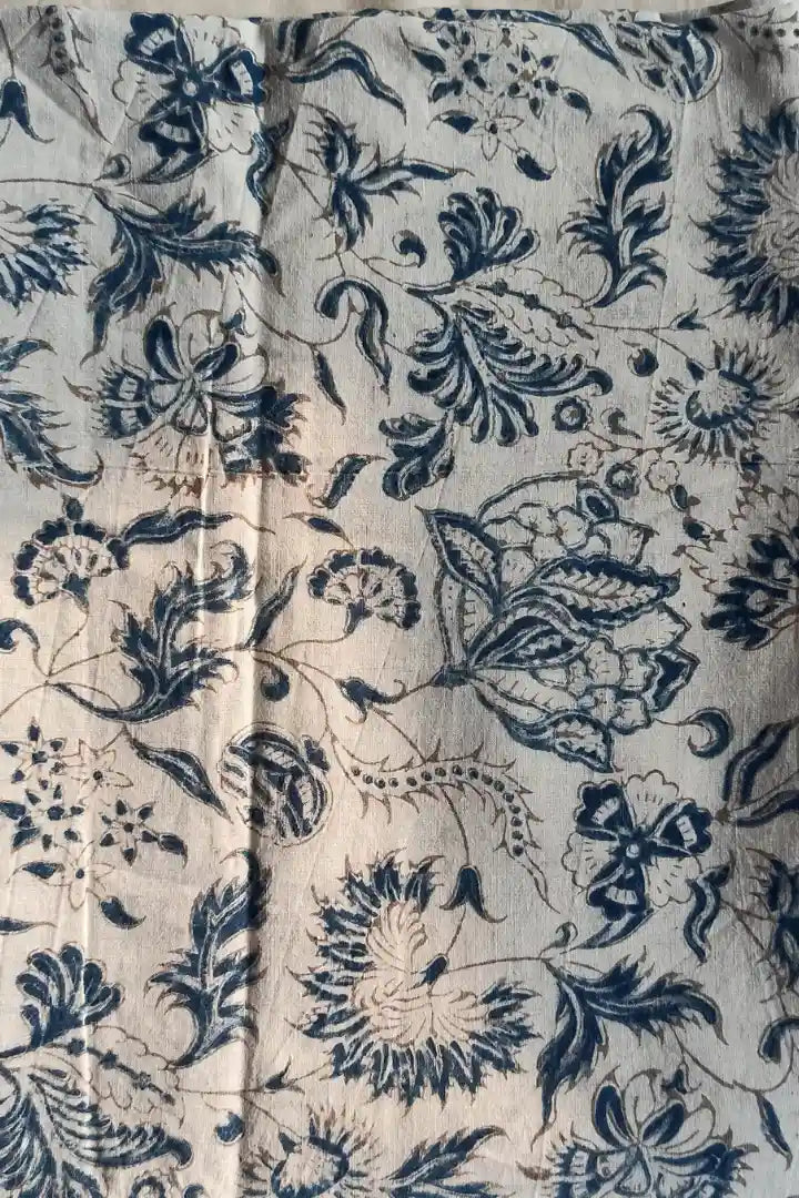 Ilamra sustainable clothing organic cotton indigo and off-white hand block printed tent top