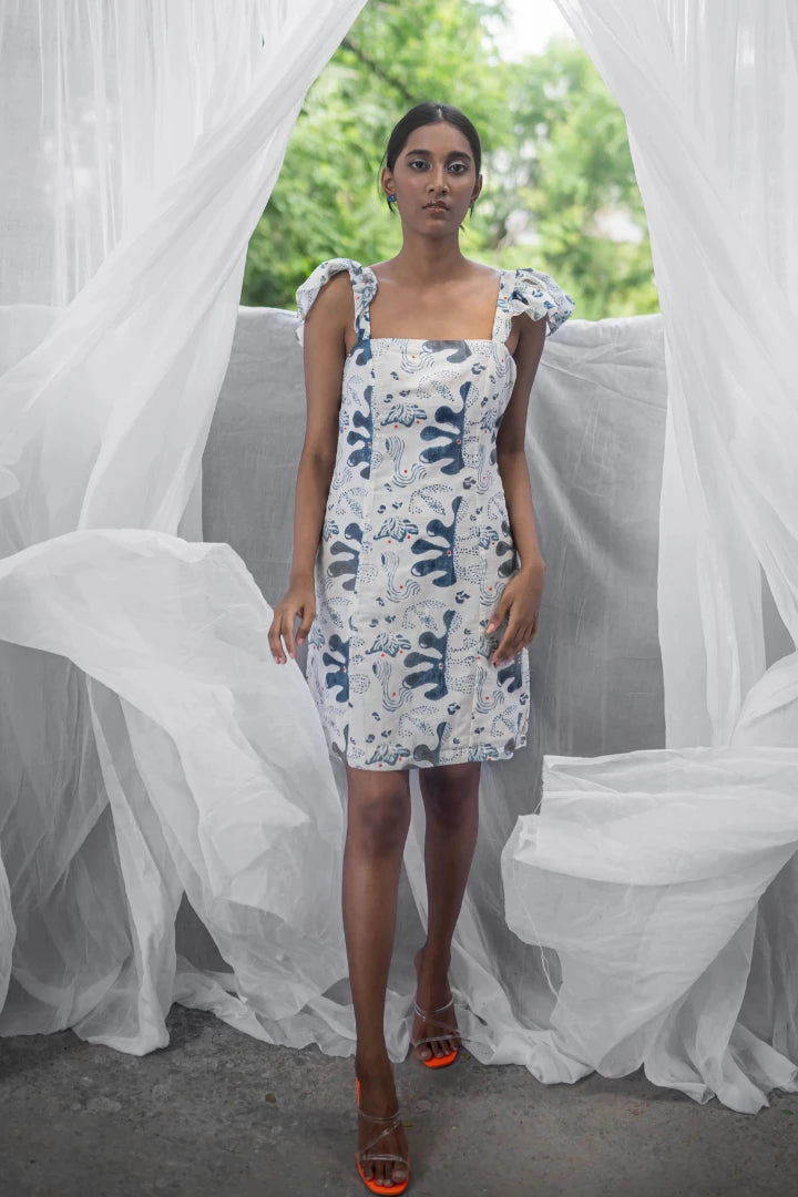 Ilamra hand block printed sustainably made naturally dyed bodycon dress