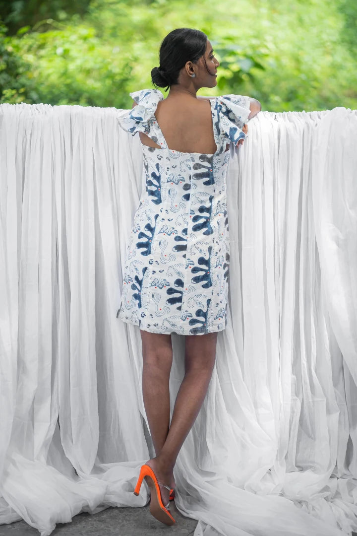 Ilamra hand block printed sustainably made naturally dyed bodycon dress