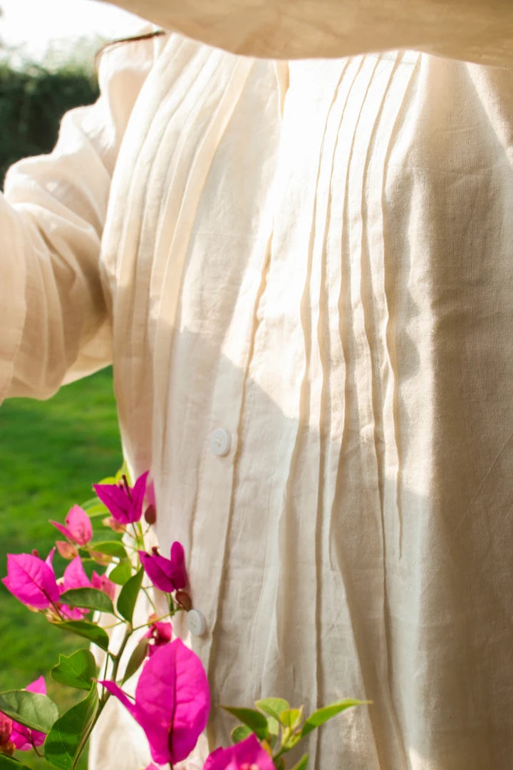 Ilamra hand block printed sustainably made naturally dyed white shirt