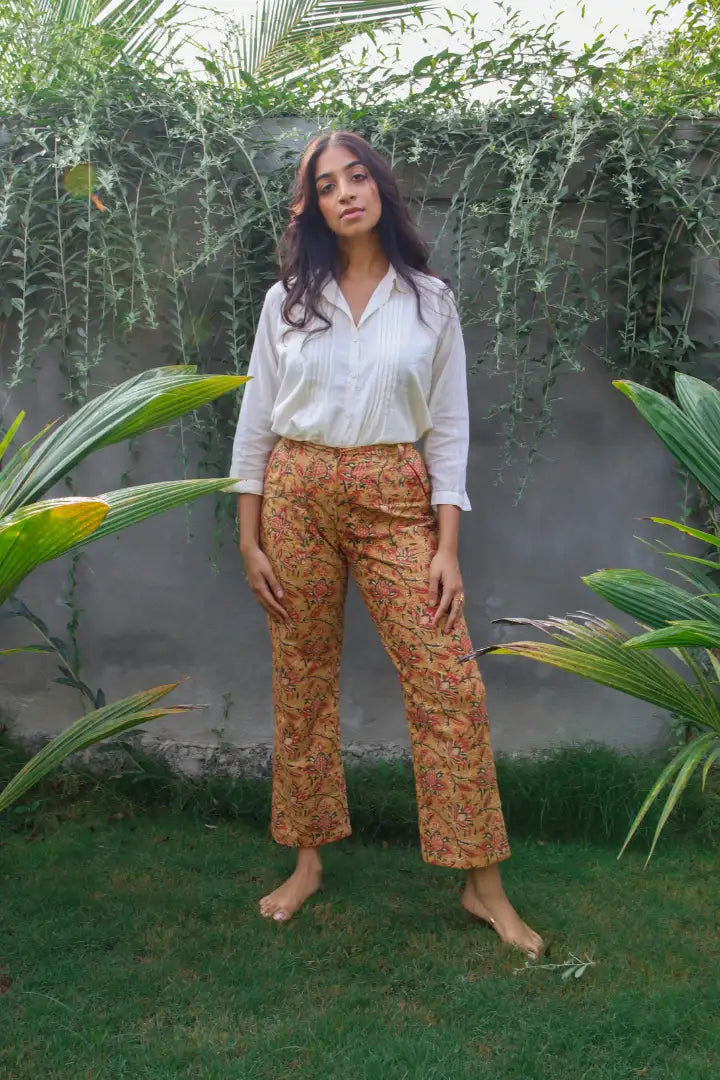 Ilamra hand block printed sustainably made naturally dyed white shirt