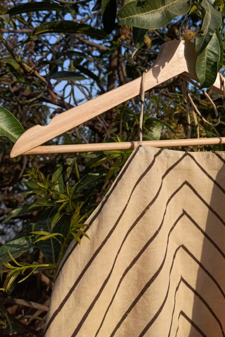 Ilamra sustainable clothing organic cotton black and beige hand block printed halter top