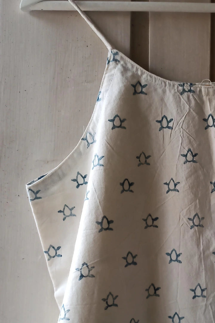 Ilamra hand block printed sustainably made naturally dyed Indigo and off-white chic and sexy crop top
