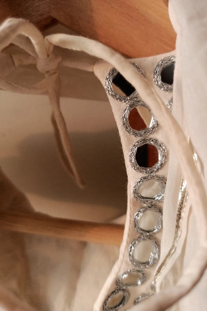 Ilamra sustainable clothing organic cotton off-white and madder red hand block printed blouse and lehenga set