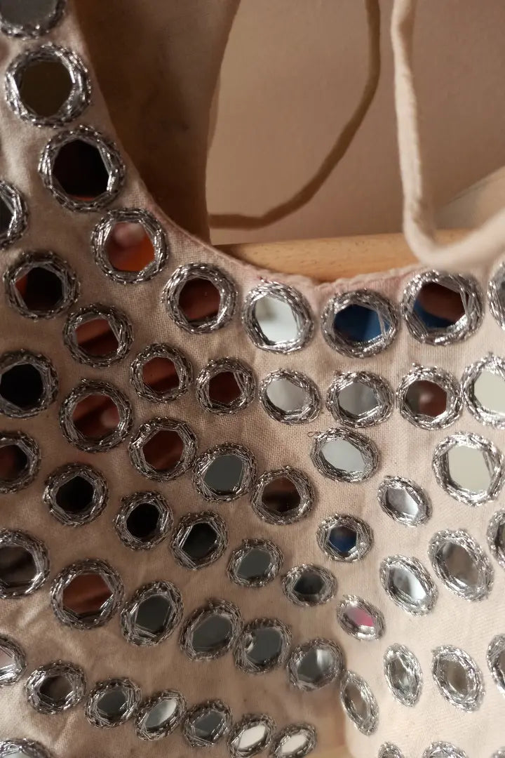 Ilamra sustainable clothing organic cotton off-white and madder red hand block printed blouse and lehenga set