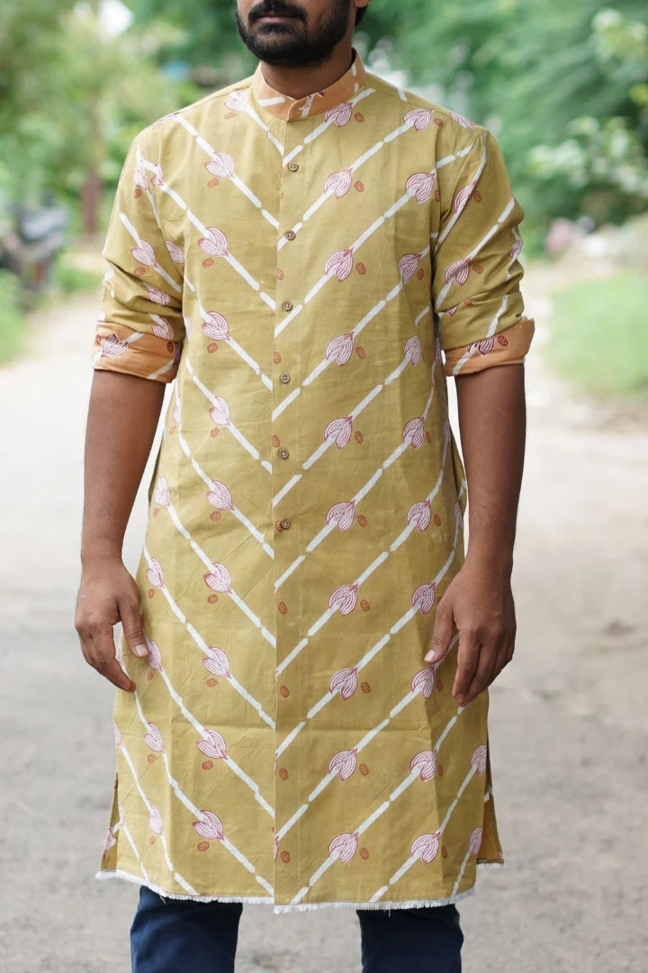 Green Nutmeg Print Kurta