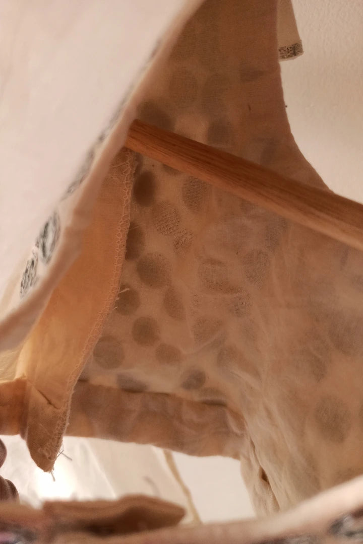 Ilamra sustainable clothing organic cotton off-white and madder red hand block printed blouse and lehenga set