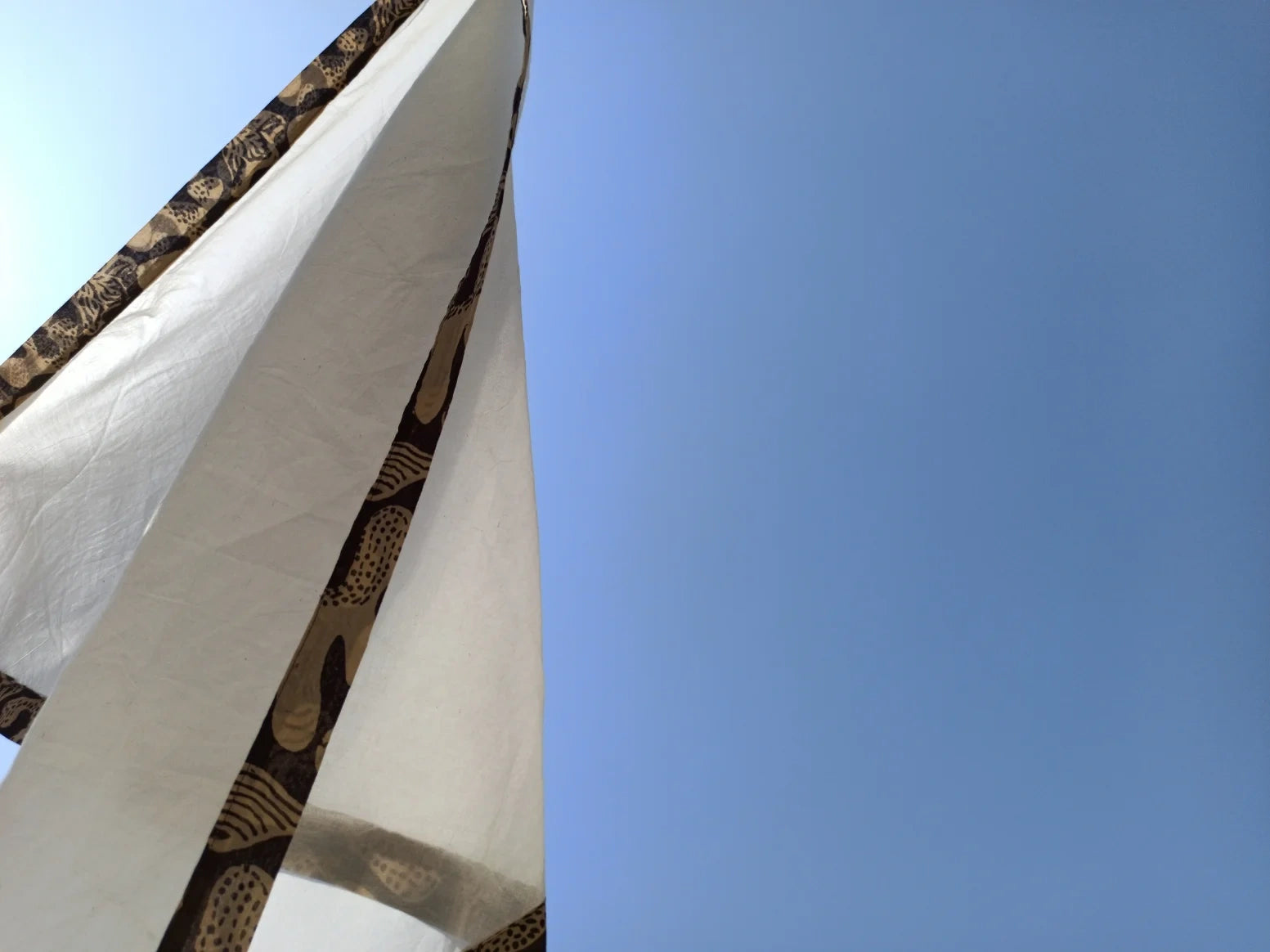 Ilamra hand block printed Kalamkari art organic cotton naturally dyed in Off-white, black and beige, classy, upcycled cotton scarf