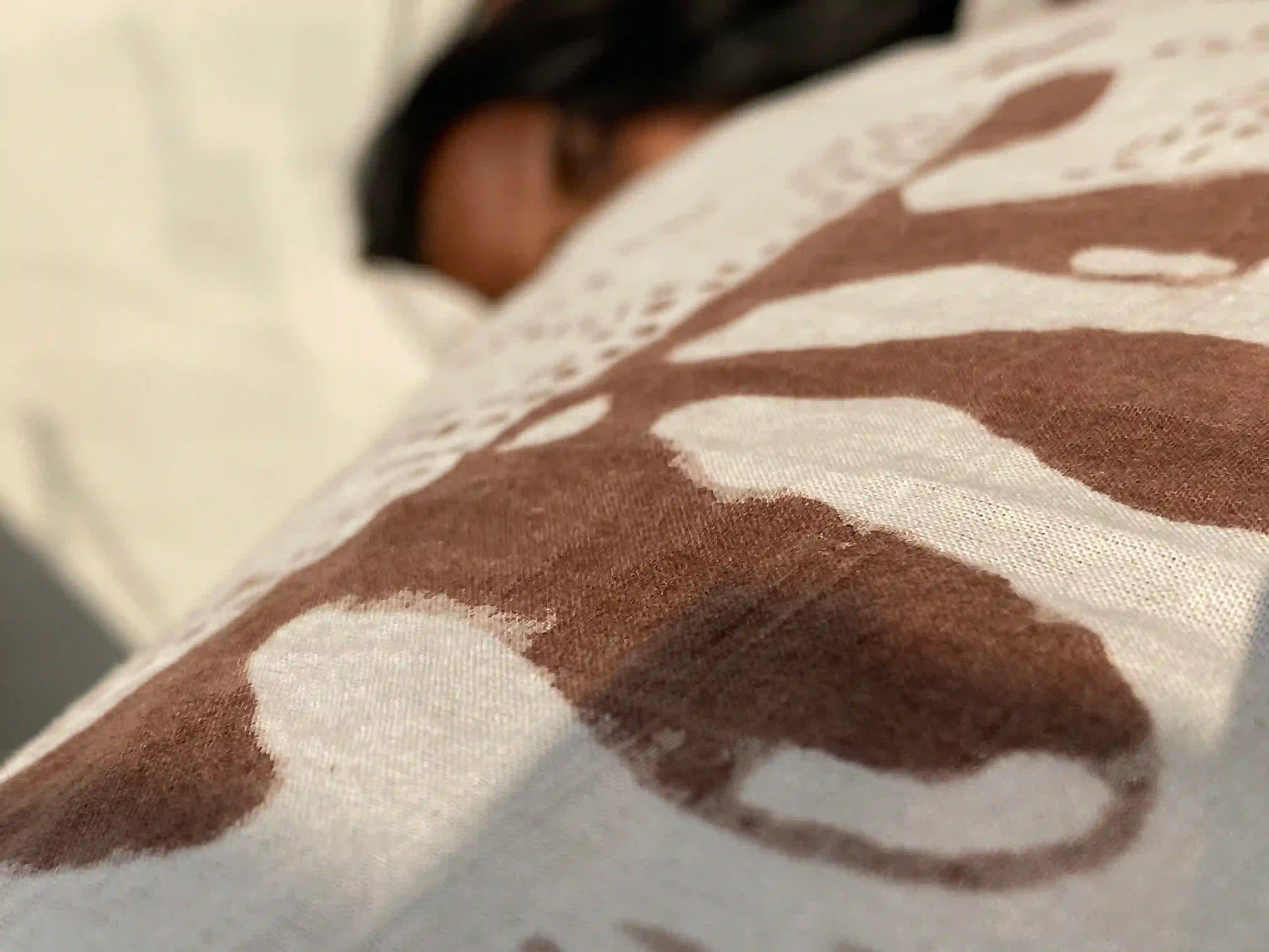 Ilamra hand block printed Kalamkari art organic cotton naturally dyed in Off white and brown, chic, upcycled cotton scarf
