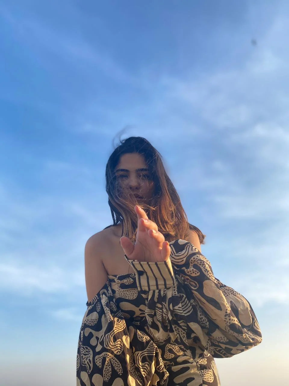 Ilamra kalamkari craft hand block printed organic cotton black and beige dress