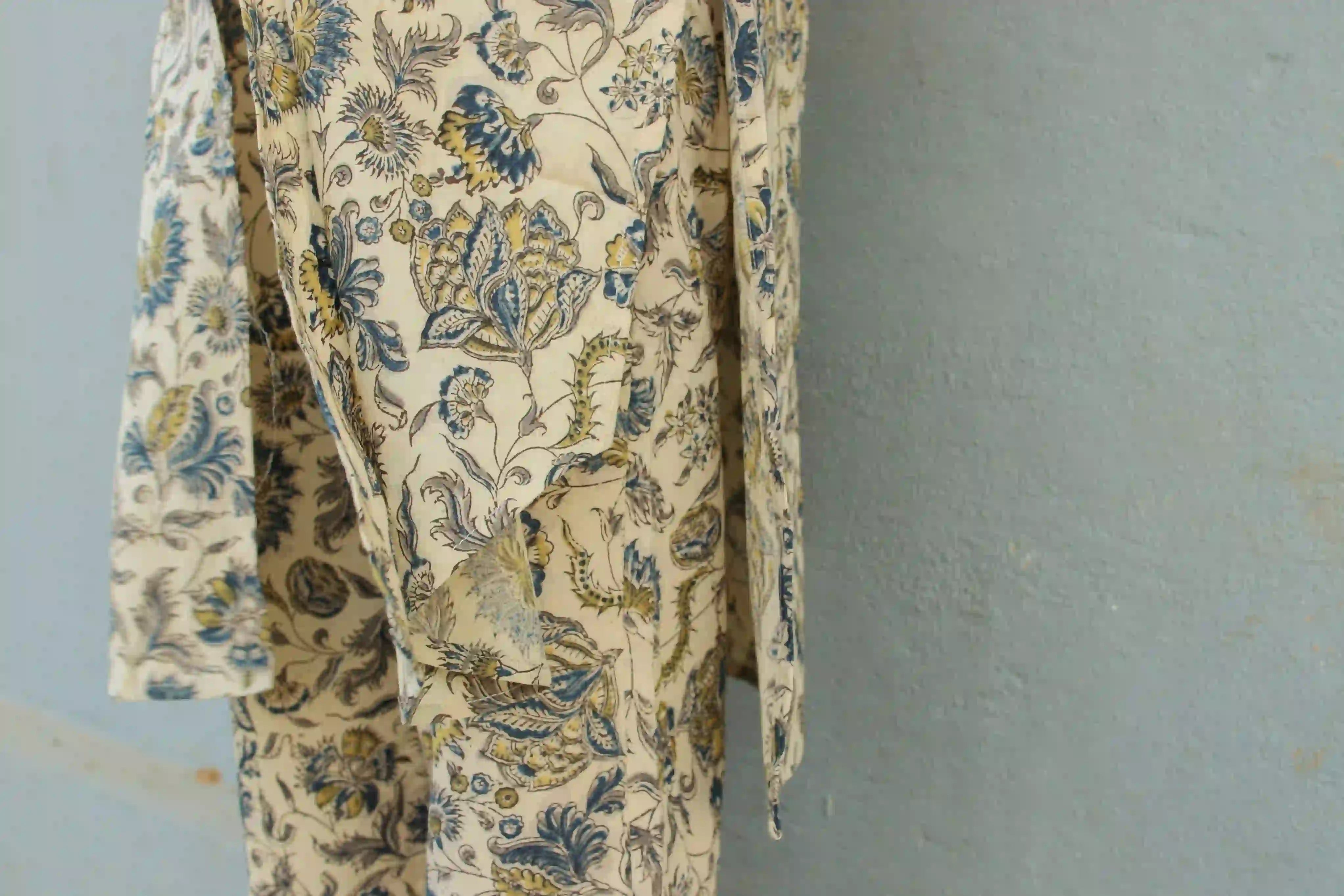 Ilamra kalamkari craft hand block printed organic cotton indigo, yellow and brown kurta