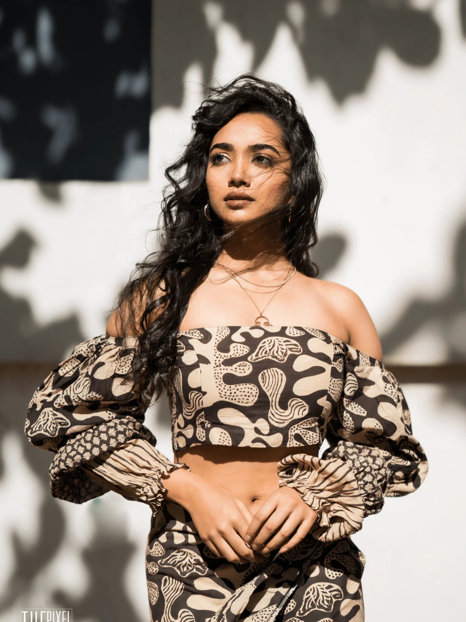 Ilamra kalamkari craft hand block printed organic cotton black and beige dress