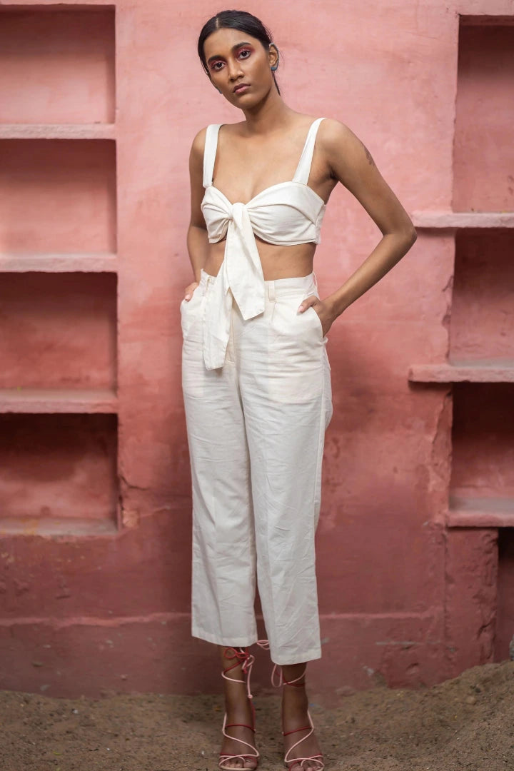 Ilamra hand block printed sustainably made naturally dyed white top and pants