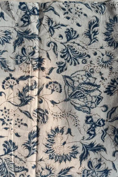 Ilamra sustainable clothing organic cotton indigo and off-white hand block printed tent top