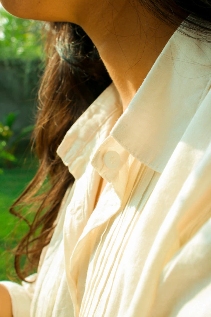 Ilamra hand block printed sustainably made naturally dyed white shirt