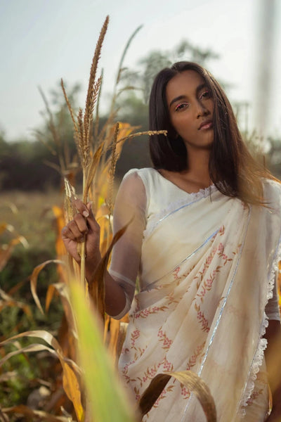 Chequered Peppercorn Saree