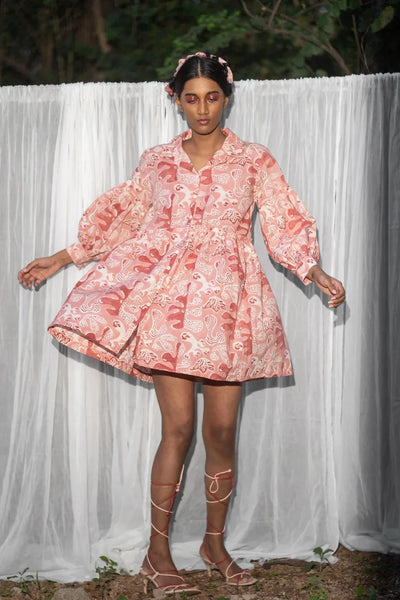 Ruffle Detailed Button Down Frock