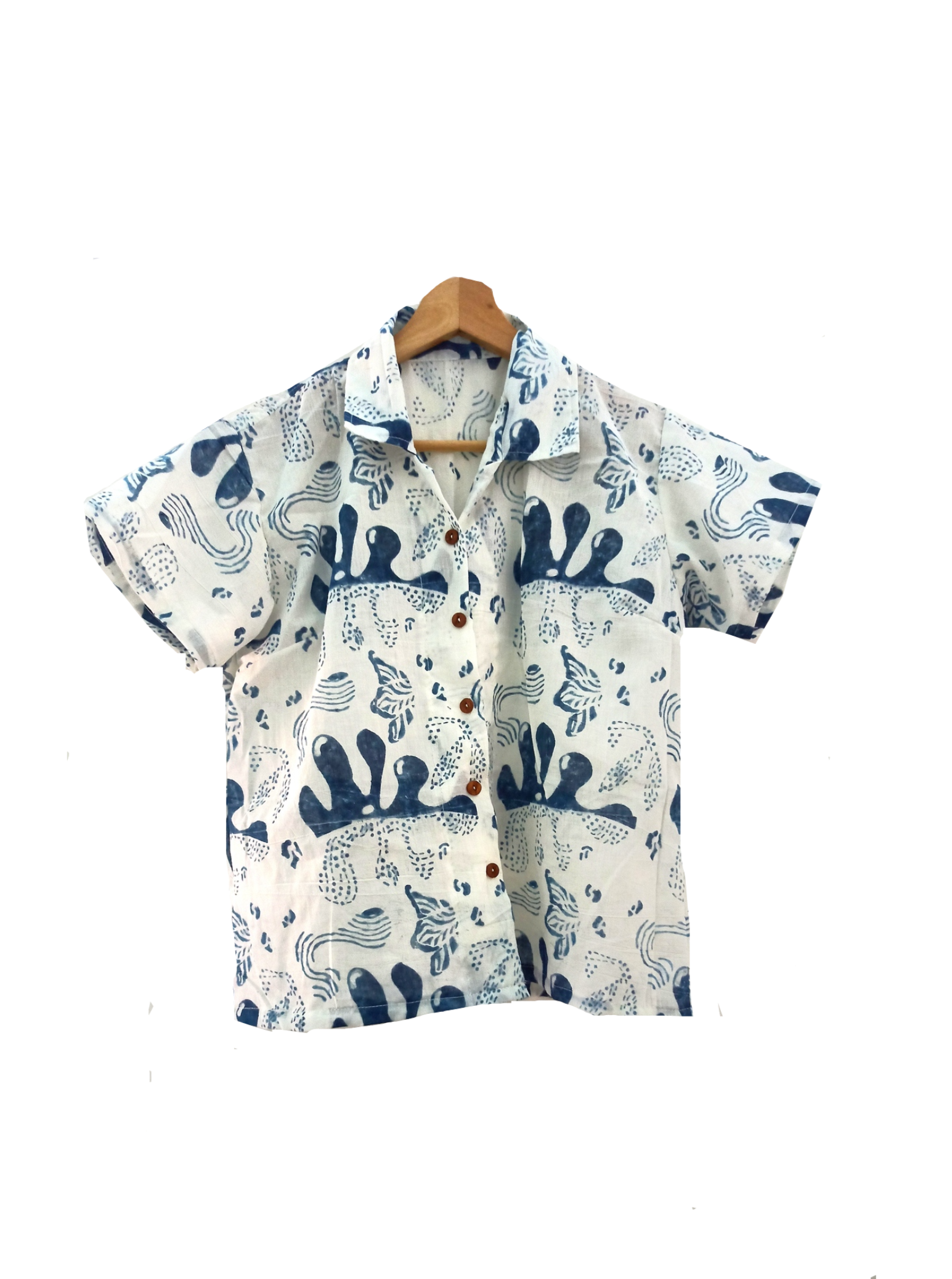 Morse code cropped shirt in Indigo (Size M & L) - One piece available